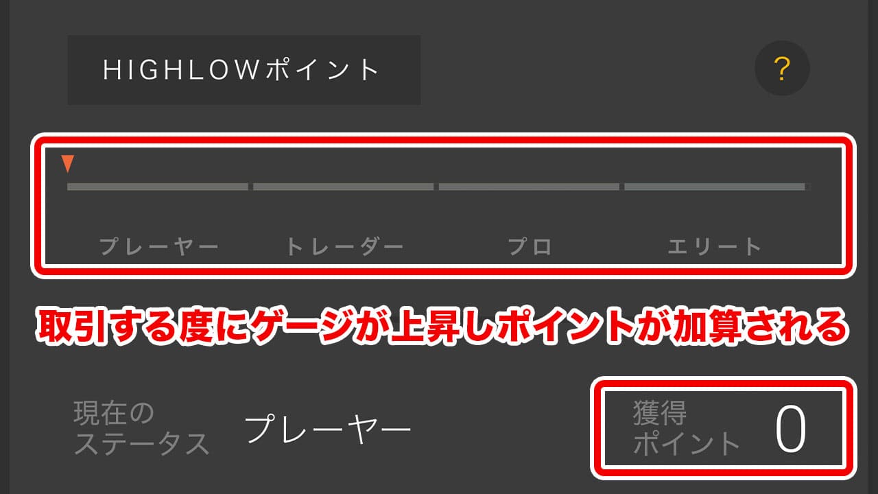 ハイローオーストラリアのマイページ画面でハイローポイントを確認できる